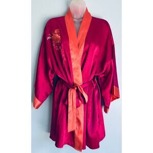 Vintage Victoria's Secret Robe Pink and Orange M/L Embroidered
